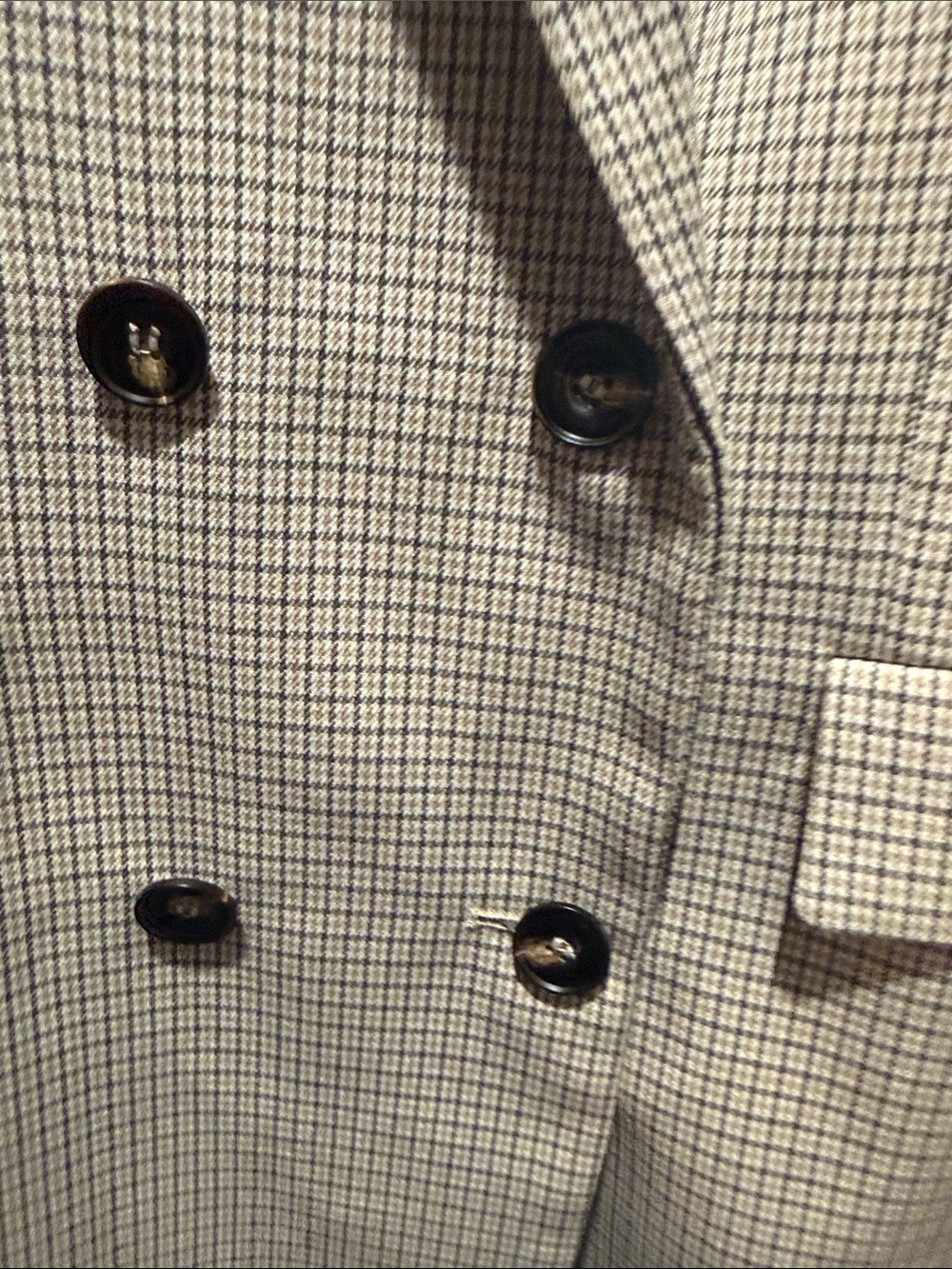 Evereve Double-Breasted Checked Blazer - Beige - XL - Picture 6 of 13